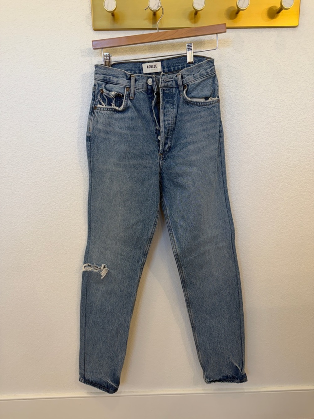 AGOLDE Light Blue High-Rise Distressed Jeans